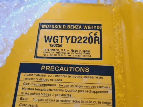 Groupe à souder diesel 220/380V 6.5KVA 220A - BENZA WGTYD 220 DC moteur YANMAR 10Hp (Japan/Italy)