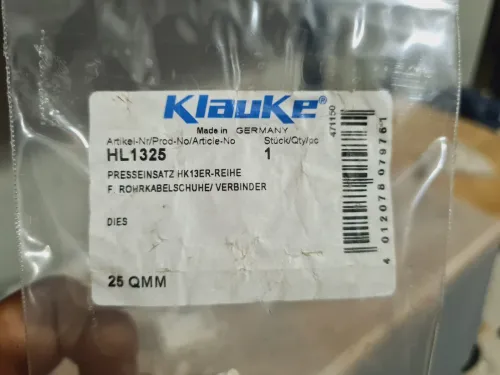 KLAUKE - Inserts hexagonal type C 12 tonne pour cosse électrique (Germany)