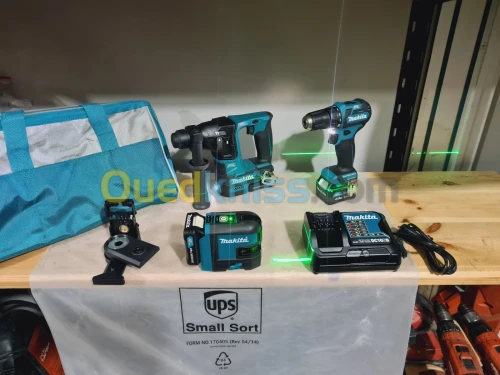 Kit MAKITA 3 pièces 12V perforateur + Visseuse + laser vert (BL-2020)