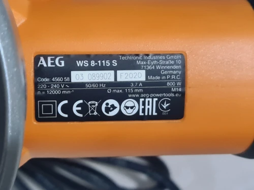 Meuleuse d'angle 115mm 800W - AEG WS 8-115 S 