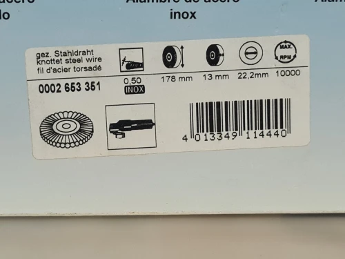 Brosse circulaire à fil torsadé du meuleuse Ø180 mm - fil inox 0,50mm OSBORN PRO (Germany)
