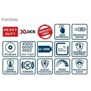 Meuleuse sans fil 125mm 18V 4.0Ah - BOSCH X-LOCK GWX 18V-10 SC neuf (BL-Germany)