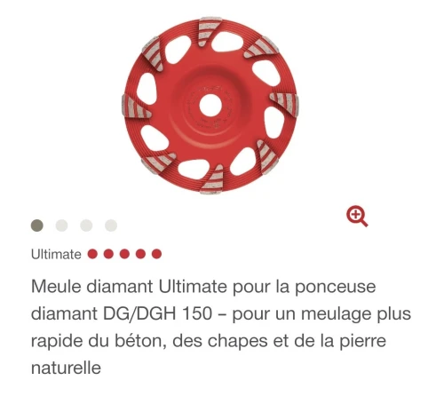 Meule diamant universel 125mm / 150mm HILTI DG-CW SPX Ultimate pour les ponceuse à béton 
