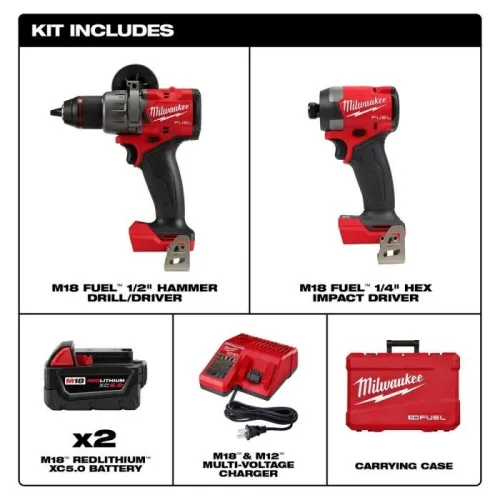 MILWAUKEE 3697-22 kit 2 machines 4ème génération perceuse + Visseuse à choc (USA-AutoStop)