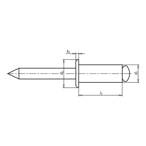 WÜRTH - Rivet aveugle noir tête plate 4.8 x 16.3mm (Europe)