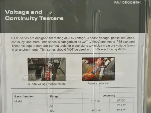 UNI-T UT18D - Testeur de tension et de continuité et RCD IP65 Affichage LCD (CE-ISO9001)