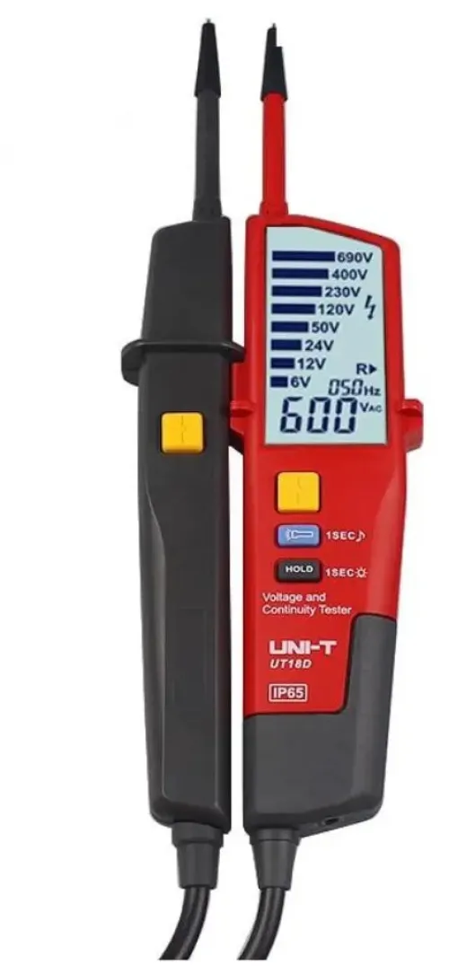 UNI-T UT18D - Testeur de tension et de continuité et RCD IP65 Affichage LCD (CE-ISO9001)