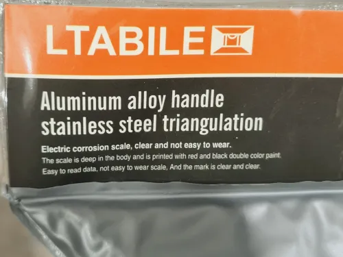 Équerre triangulaire 200mm poignée en alliage d'aluminium règle en inox - LTABILE