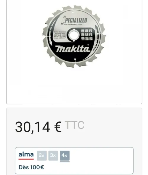 MAKITA B-13699 lame carbure pour bois 235mm x 30mm 16 dent (specialised for construction)