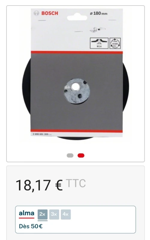 Plateau de ponçage Ø 180mm pour disques abrasifs sur fibres avec écrou BOSCH 2608601209 (Germany)