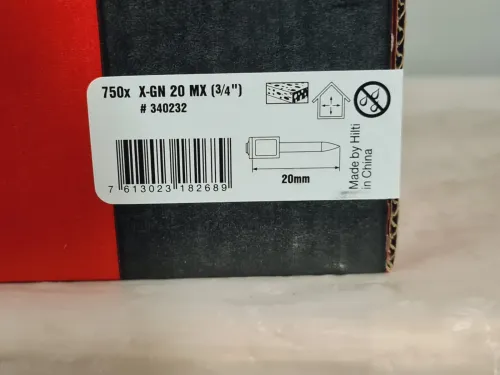 HILTI X-GN 20 MX - Clous a béton 20mm pour cloueure à gaz GX 100 / GX 120 / GX 3 (750pcs-sans gaz)