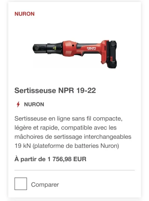 Sertisseuse HILTI nouvelle génération NURON NPR 32P-22 mâchoires TH26/TH32 (2023-Germany)