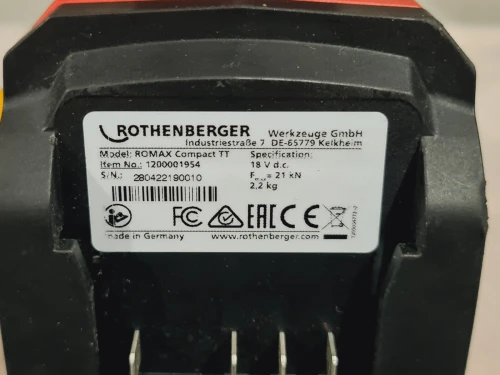 Sertisseuse hydrolique 18V 21Kn ROTHENBERGER ROMAX compact twin turbo machoire TH16 (Germany)