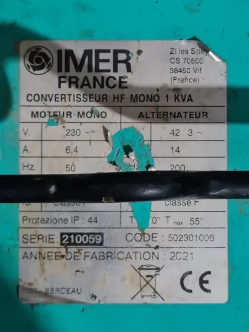 Convertisseur HF 1KVA monophasé à protection thermique - IMER NW0588F (France)