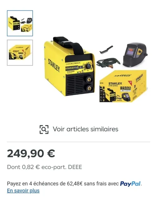 poste à souder inverter 160A + masque numérique - STANLEY STAR 4000 KIT (italy)