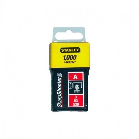 Agrafes 6 mm type A - boîte de 1000 pièces - STANLEY 1-TRA204T