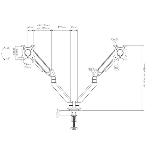 SUPPORT ECRAN 02 BRAS, A GAZ :14"-32",9KG [ CT-LCD-DSA2902 ] REF: 3309