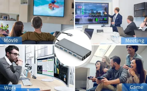 ADAPTATEUR TYPE C TO 3USB +VGA+HDMI+TF+AUDIO+ REEN GIGA 11IN1 /REF: 5168  