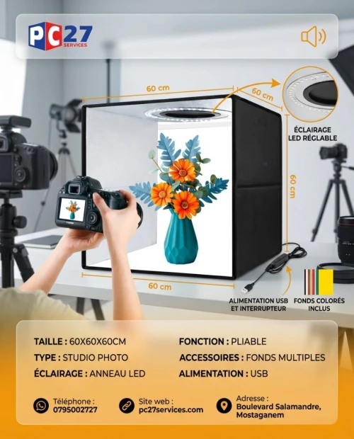 LIGHT BOX PHOTO STUDIO LED 60X60X60CM /Ref : 7021
