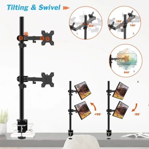 SUPPORT ECRAN 02 BRAS CLAMP:10"-32".8KG [ CT-LCD-DS1905A ] // REF:4427