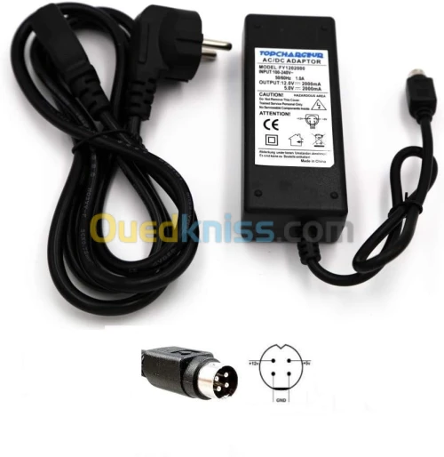 CHARGEUR 12V / 3.8A 4PIN ROND A080