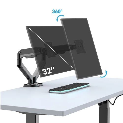 SUPPORT ECRAN 02 BRAS, A GAZ PLEI SIZE :14"-32",9KG [ CT-LCD-DSA2302 ]