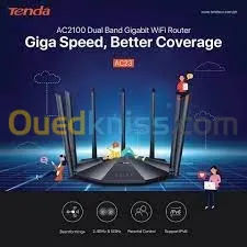 POINT D`ACCÉS TENDA AC23 AC2100 DUAL-BAND GIGABIT ROUTEUR WIFI 7 ANTENNE