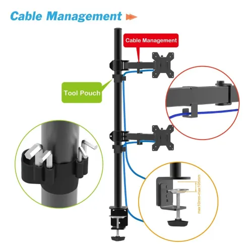 SUPPORT ECRAN 02 BRAS CLAMP:10"-32".8KG [ CT-LCD-DS1905A ] // REF:4427