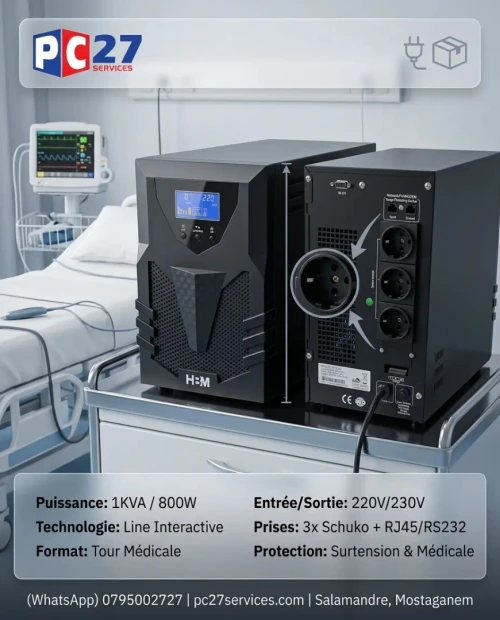 ONDULEUR 1KVA LINE INTERACTIVE TOUR MEDICAL HBM Ref : 4492