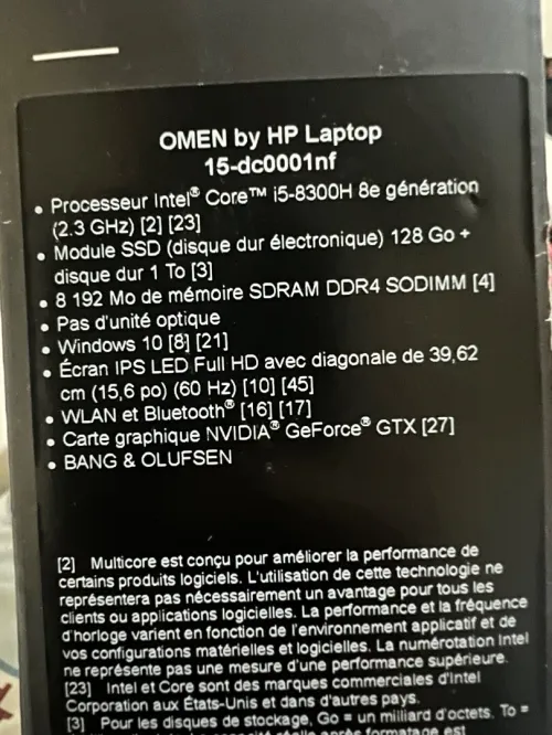 Laptop OMEN 15 (i5 8eme génération)