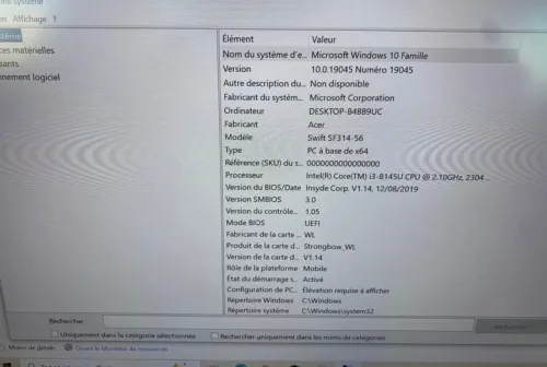 Pc acer annee 2019 i3 8eme genration