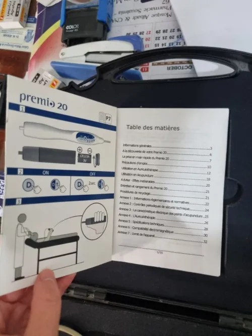 Detecteur de point d'accupuncture et d'auriculo (Sedatelec) + guide + pils de rechange