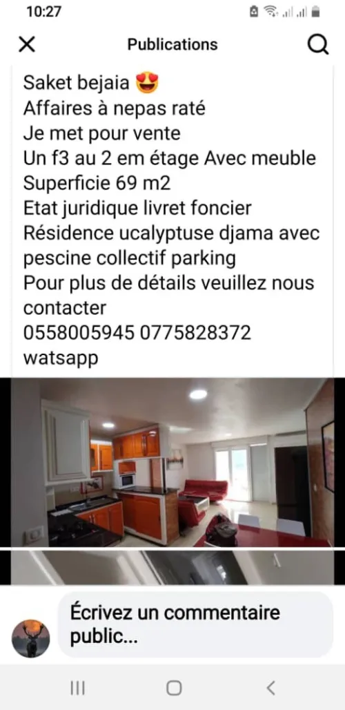 Vente Appartement F3 Béjaïa Bejaia
