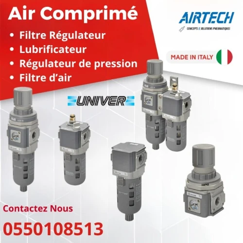 FILTRE PNEUMATIQUE - FILTRE REGULATEUR - REGULATEUR DE PRESSION - LUBRIFICATEUR - VERIN PNEUMATIQUE