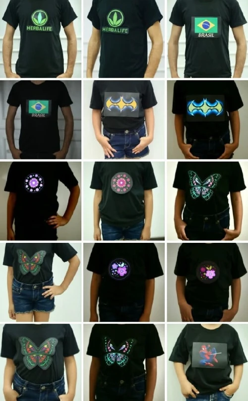 AcRechargeable câble USB T-shirt led retroactif lumineux au son et au vibrations