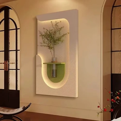 Panneau Mural Décoratif avec Éclairage LED Design Moderne en Bois