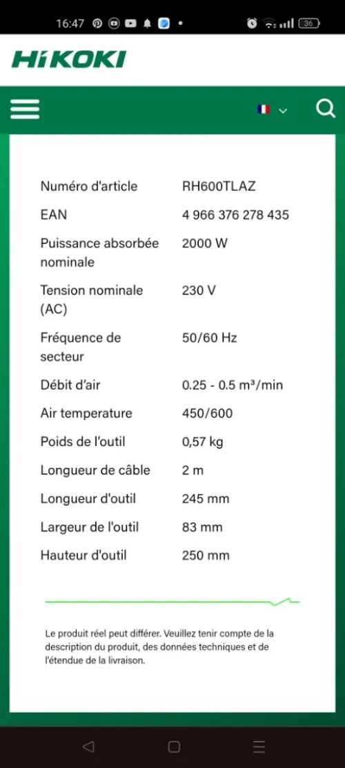 Décapeur thermique hitachi profissional