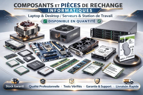 Composants et pièces de rechange informatiques (PC portables/bureautiques Desktop/ Serveurs et Stations de travails)