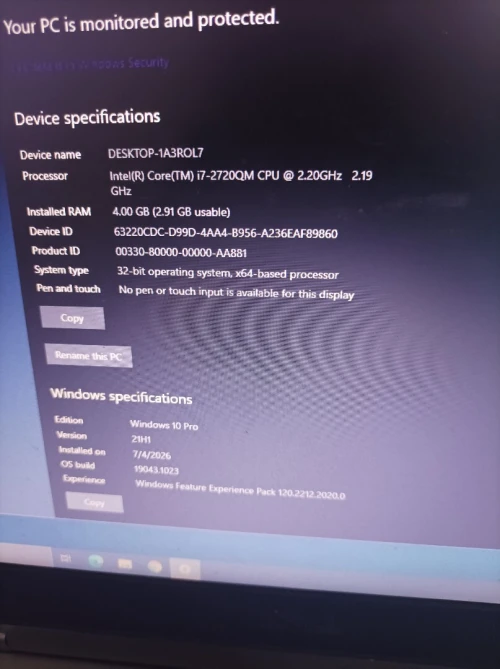 PC portable dell i7 QM