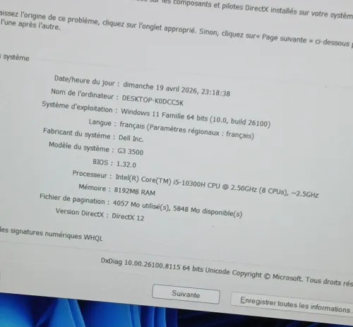 DELL G3 3500 I5 10300H NVIDIA GTX 1650 RAM 8GB SSD 256GB