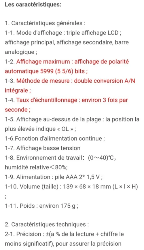 Multimètre digital MT111