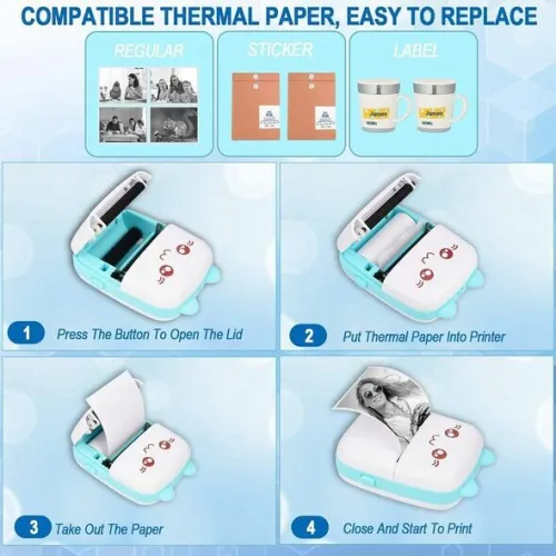 طابعة حرارية صغيرة محمولة بدون حبر Mini imprimante thermique, portable sans encre