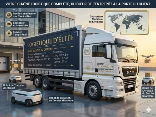الحلول المتكاملة للنقل والترحيل والخدمات اللوجيستية Solutions complètes de transport, déménagement et logistique