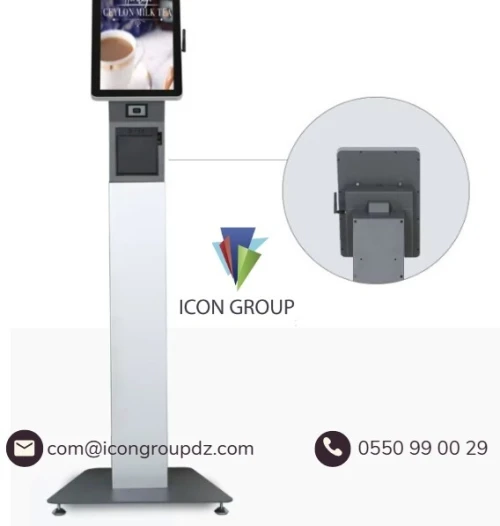 Borne tactile interactive multimédia 15.6" avec imprimante et scanner barcode