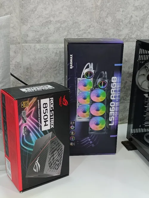 PACK PC GAMER BOITE AURES +POWER 850 WAT ROG STRIX GOLD +WATER COLING RAIDMAX