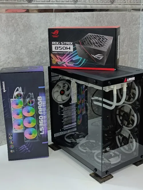 PAK PC GAMER BOITE AURES +POWER SUPLY ROG STRIX 850 WAT + WATER COLINIG RAIDMAX RGB