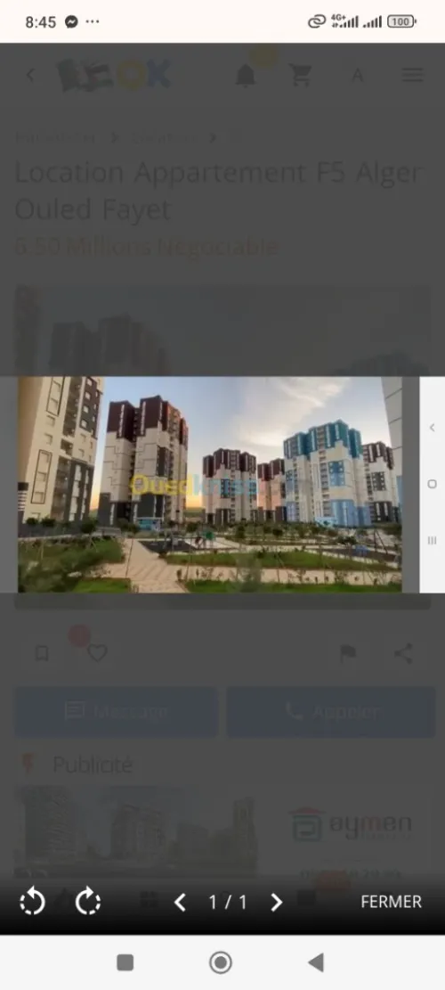 Location Appartement F5 Alger Ouled fayet