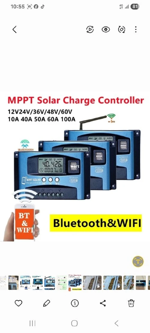 Régulateur 30A 40A 50A 60A Bluetooth Wi-Fi Comptable avec téléphone