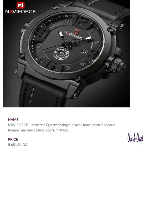 NAVIFORCE hommes mode montres décontractées hommes horloge à Quartz homme bracelet en cuir armée