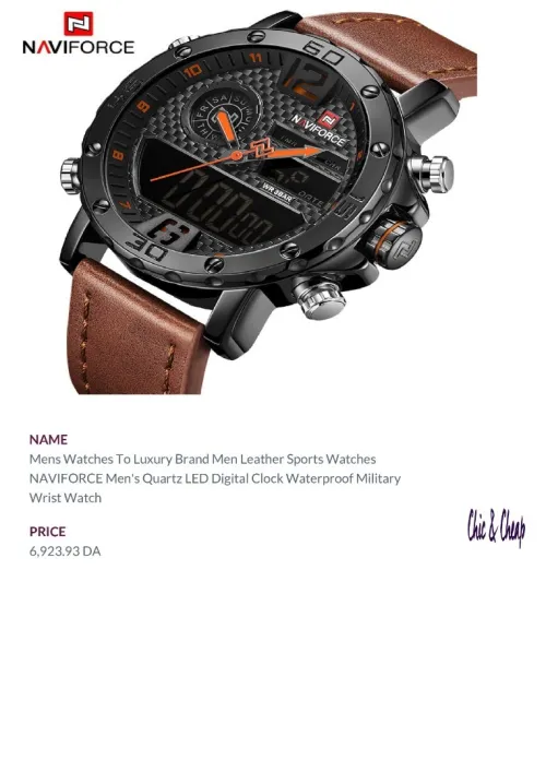 NAVIFORCE hommes mode montres décontractées hommes horloge à Quartz homme bracelet en cuir armée